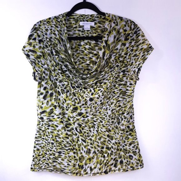 Calvin Klein Top Women's Large EUC Sleeveless Blouse Abstract Animal Print Shirt - Picture 1 of 5